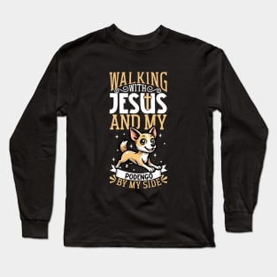 Jesus and dog - Portuguese Podengo Long Sleeve T-Shirt